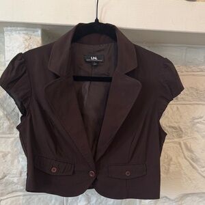 I.N. San Francisco Dark Brown Short Sleeve Blazer